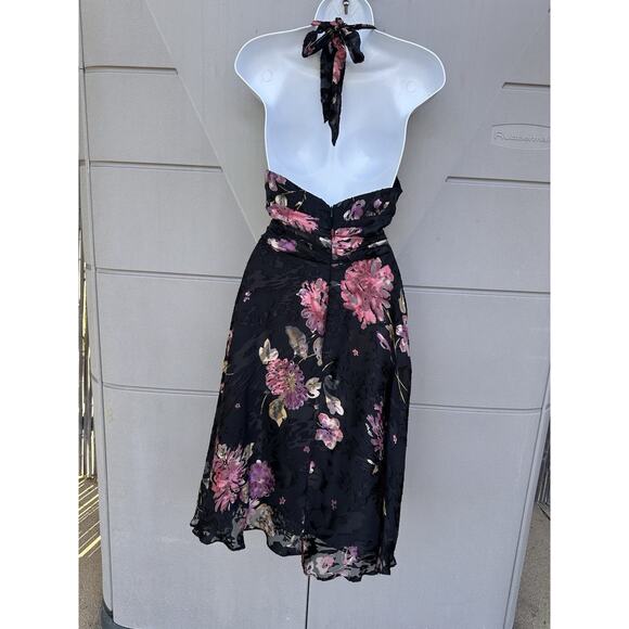 Robbie Bee Signature Dark Floral Burn Out Velvet Silk Dress Sz 10 Y2K Whimsigoth - Picture 7 of 15